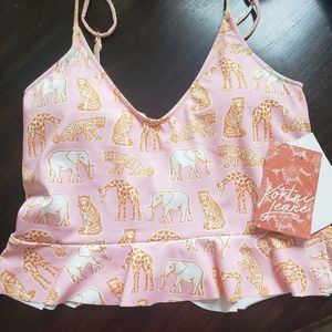 Kortni Jeane Scoop Back Zoo Animals Swim Top